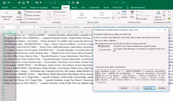 separar datos en Excel de archivos tipos textos o formato CSV