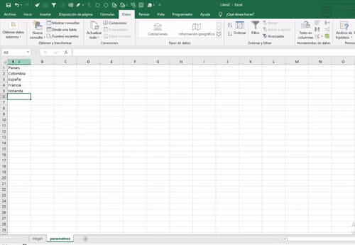 Listas desplegables con parametros en Excel