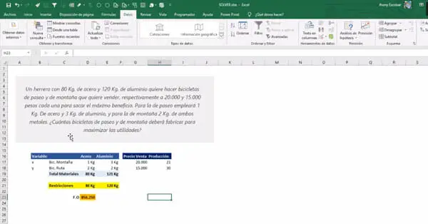 Como usar el Solver Excel