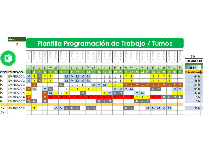 Plantilla programación de trabajo