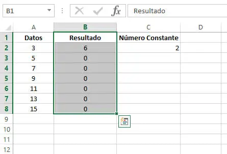 Multiplicar en Excel una columna