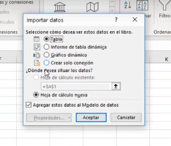 PDF a Excel en hoja nueva