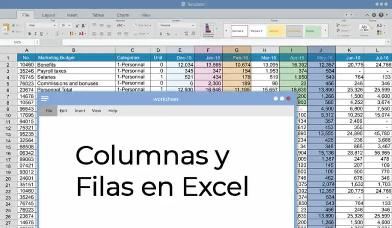 Columnas y filas en Excel