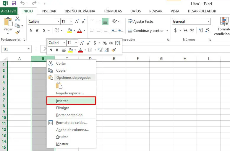 Cómo insertar columnas y filas en Excel