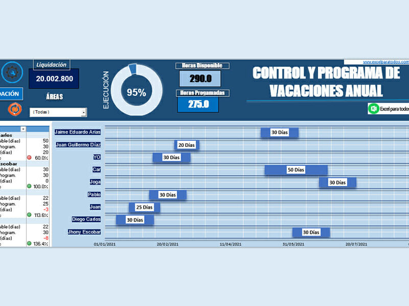 Control de vacaciones en Excel