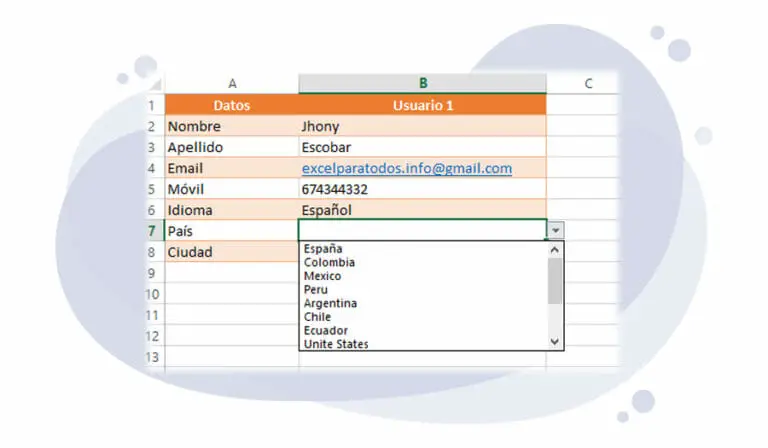 Lista Desplegable en Excel