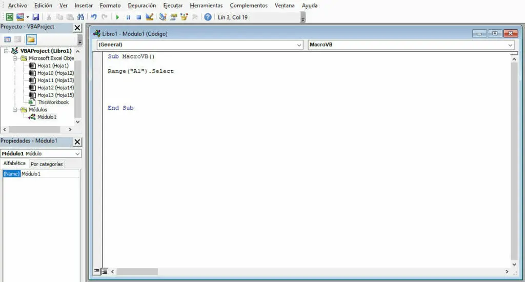 Crear Macros con el editor de Visual Basic - Paso 4