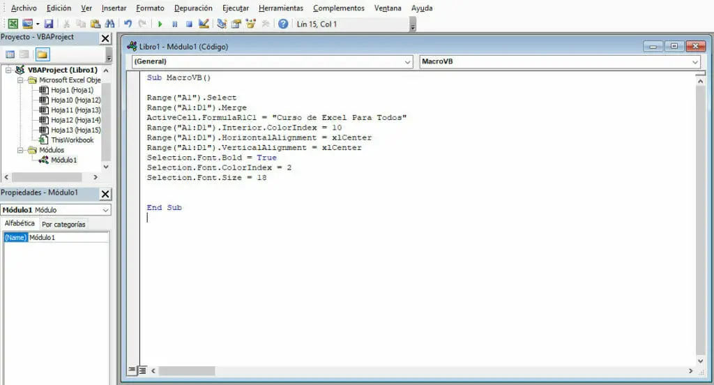 Crear Macros con el editor de Visual Basic - Paso 7
