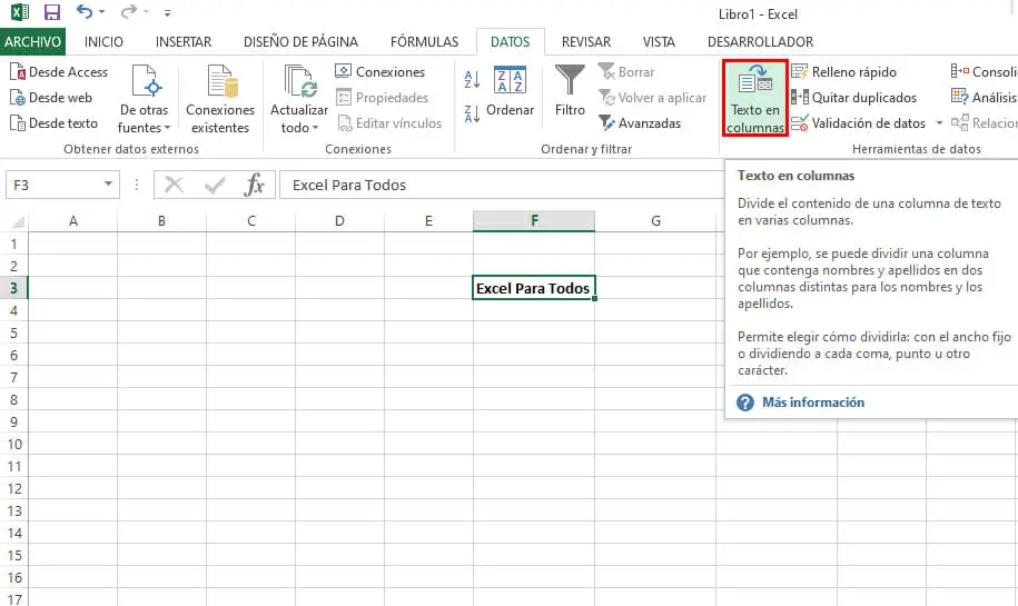 Dividir celdas y su contenido en Excel