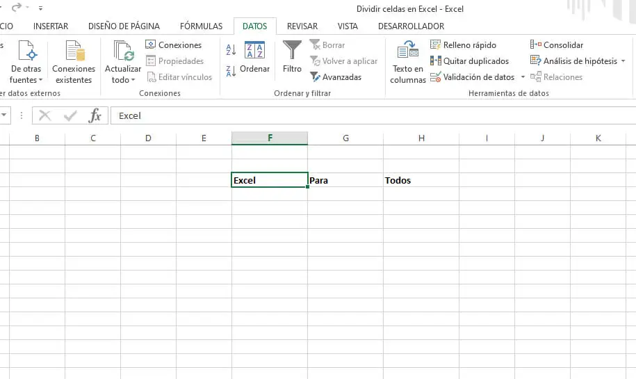 Dividir contenido en varias celdas en Excel
