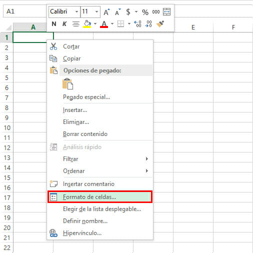 Formato de celdas en Excel