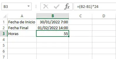 Restar tiempo en Excel mayor a 24 horas
