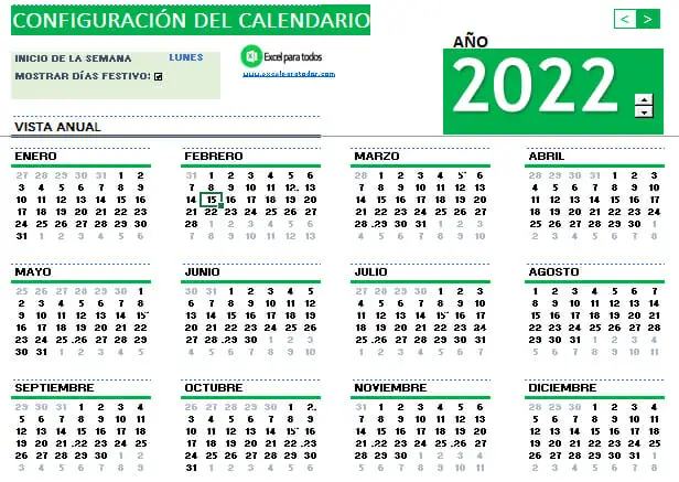 Calendario anual 2022