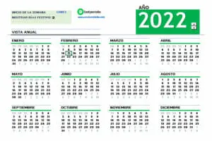 Plantilla Calendario 2022 Excel