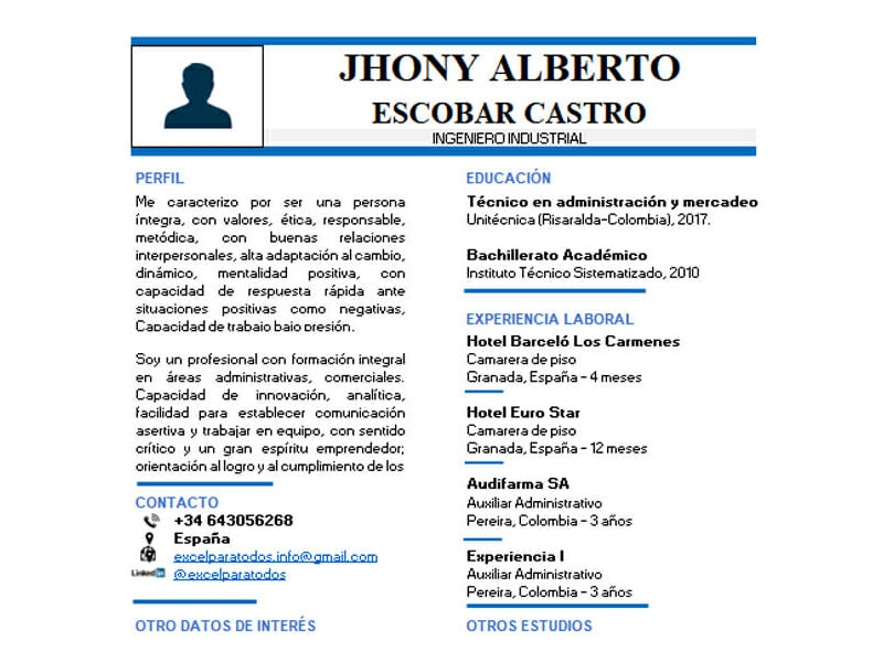 Plantilla Curriculum Vitae