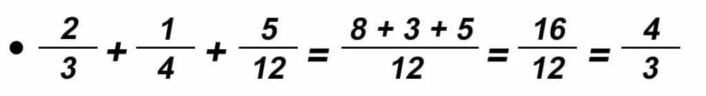 Suma de 3 o más fracciones con diferente denominador