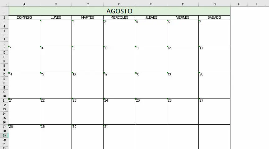 Como hacer un calendario en Excel - agregar fechas al calendario en Excel