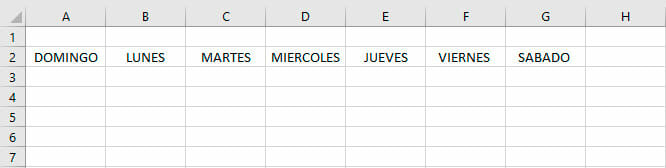 Encabezados para hacer un calendario en Excel