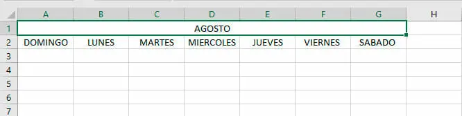 Agregar el titulo del calendario en Excel