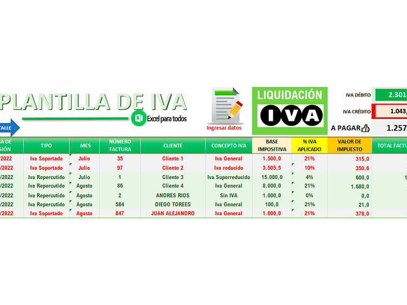 Liquidación IVA en Excel
