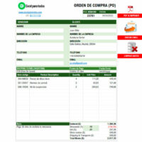 Orden de compra formato en Excel