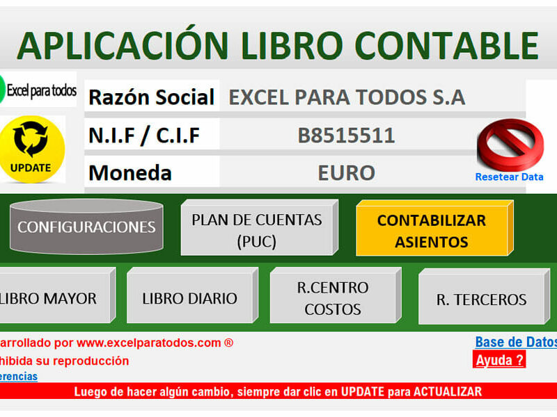 Aplicación registro contable y libro mayor