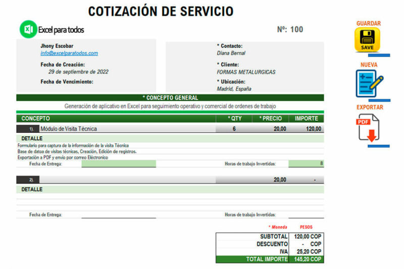 formato-de-cotizacion-en-excel Formato de Cotización en Excel