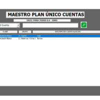 Plan único de cuentas de la plantilla contable en Excel