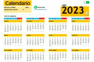 Plantilla Calendario 2023 - Calendario anual 2023 - Calendario 2023 Mensual