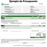 Ejemplo de presupuesto en Excel
