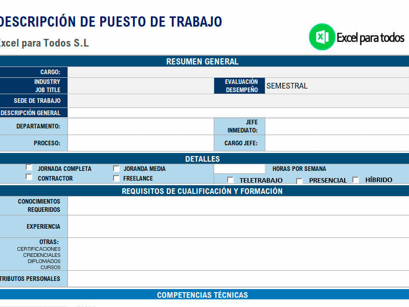 formato descripcion de puestos de trabajo