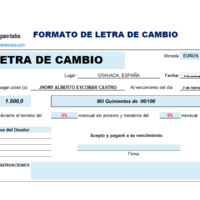 Formato letra de cambio