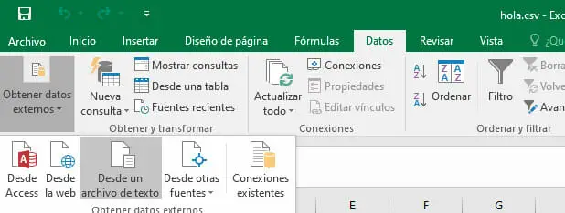 abrir un archivo CSV en Excel