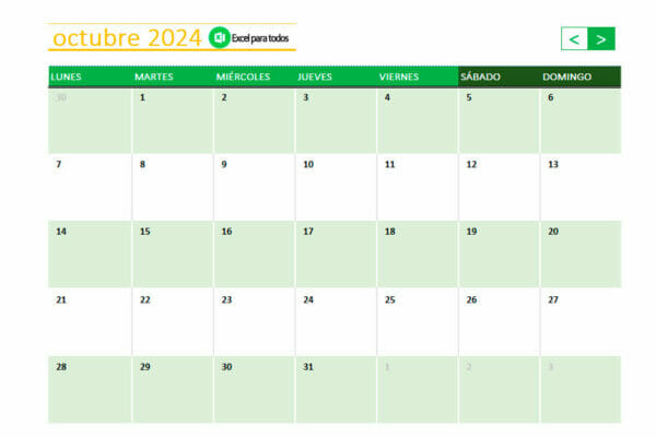 Calendario 2024 para Imprimir | Descarga en Excel y PDF