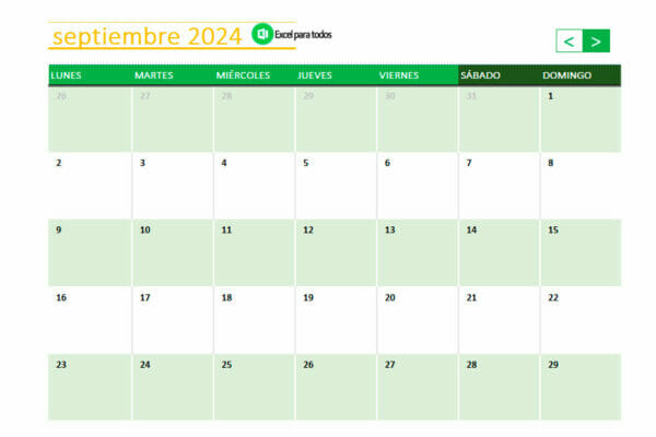 Calendario 2024 para Imprimir | Descarga en Excel y PDF