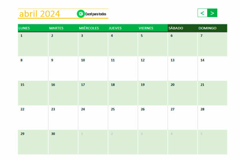 Calendario 2024 para Imprimir | Descarga en Excel y PDF