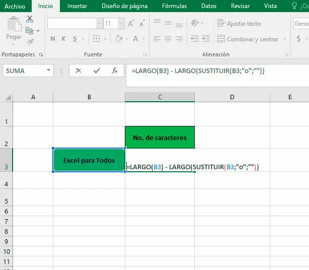Contar caracteres específicos en celdas de Excel