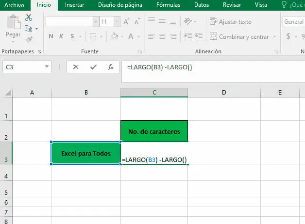 Contar caracteres específicos en una celda de Excel