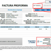 Modelo de factura proforma en Excel