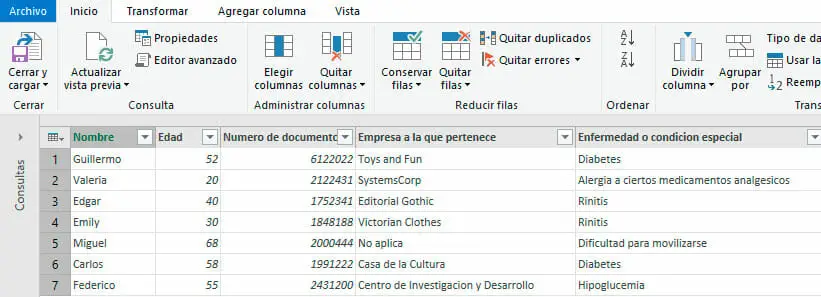Modificar tabla de datos - Archivo CSV en Excel