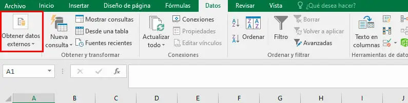 Obtener datos externos para convertir CSV a Excel
