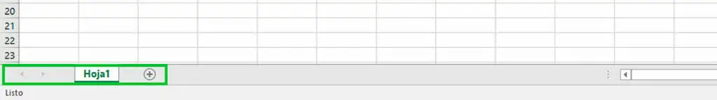 Barras de etiquetas en la ventana de Excel