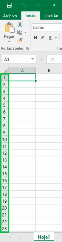 Encabezado de filas en Excel