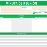 Formato de Minuta de reunión en Excel