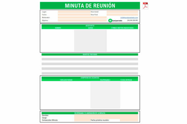 Formato de Minuta de Reunión en Excel | Descarga GRATIS