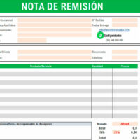 Formato nota de remisión editable en Excel