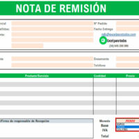 Formato nota de remisión en Excel