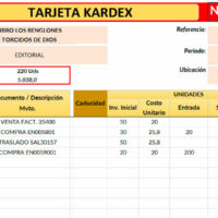 Formato tarjeta Kardex en Excel