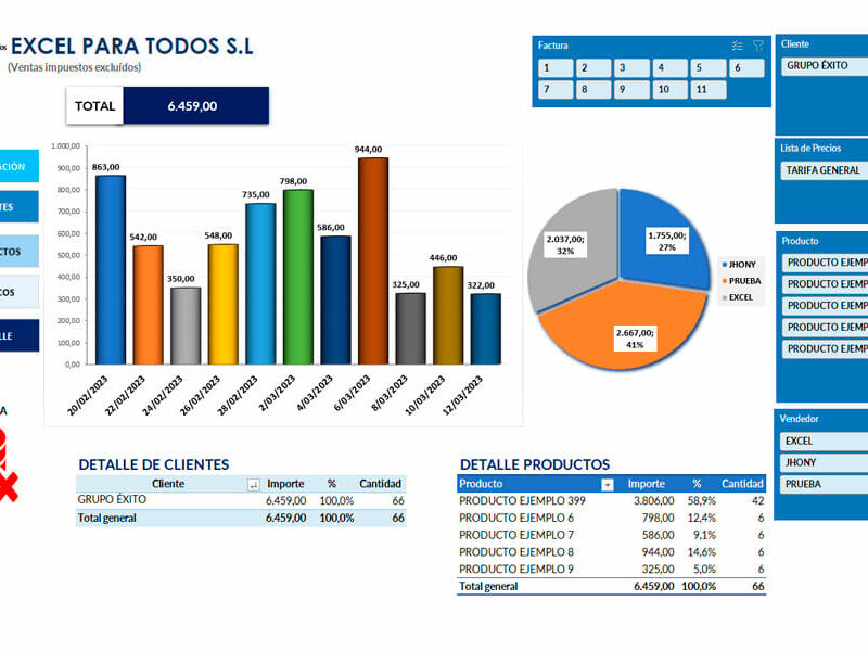 plantilla sistema de facturacion en excel dashboard