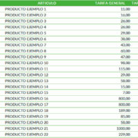 plantilla facturacion en excel productos